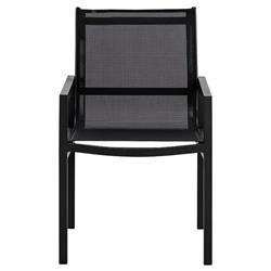 Zimce Industrial Black Mesh Aluminum Outdoor Dining Arm Chair - Set of 2