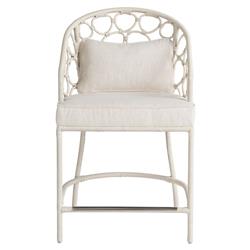Camilla Coastal Beach Off White Upholstered White Woven Rattan Counter Stool