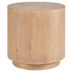 Carter Coastal Beach Brown Oak Round Drum End Table