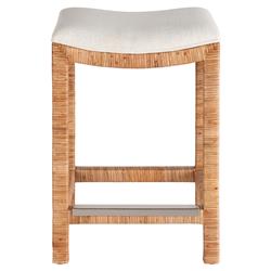 Carter Coastal Beach Heathered Ivory Crypon Performance Rattan Counter Stool