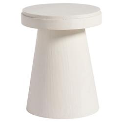 Carter Modern Classic White Sand Stone Oak Round Pedestal Side Table