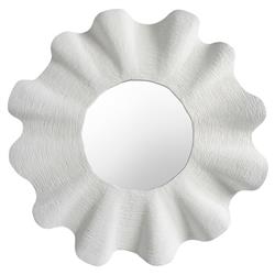 Bennett Coastal Beach White Aluminum Round Wall Scallop Mirror