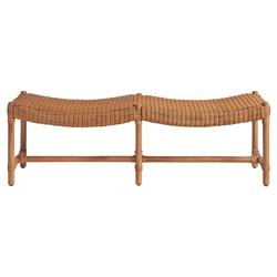 Bennett Coastal Beach Natural Rattan Oak Entryway Bench