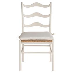 Camilla Coastal Off White Upholstered Woven Rush Dining Side Chair - Set of 2