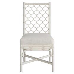 Camilla Coastal Beach Off White Upholstered Rattan Dining Side Chair - Set of 2