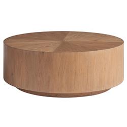 Carter Rustic Lodge Brown Oak Round Drum Coffee Table