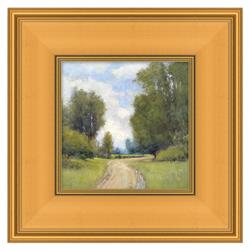Cedar French Country Green Path Landscape Gold Frame Painting - 18x18