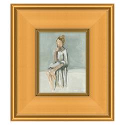 Adelle Mid Century Lady in White Gold Frame Painting - 17x15