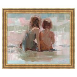 Viola French Country Sisters Love Gold Frame Painting - 15x18