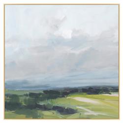 Sierra French Country Green Meadows Landscape Natural Frame Painting - 46x46