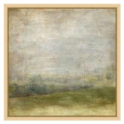 Haze French Country Green Hillside Landscape Natural Frame Painting 1 - 12x12