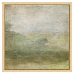 Haze French Country Green Hillside Landscape Natural Frame Painting 4 - 12x12