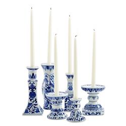 Amelia French Country Blue Floral White Ceramic Candleholder - Set of 6