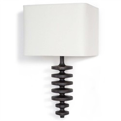 Open Box Fishbone Rustic Lodge Ebony Birch Wood White Shade Sconce