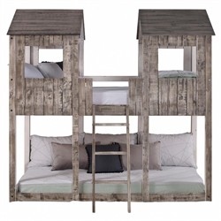Open Box Avery Rustic Lodge Grey Twin Over Twin Treehouse Bunk Bed