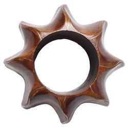 Twist Rustic Lodge Brown Wood Sun Napkin Ring - Set of 4