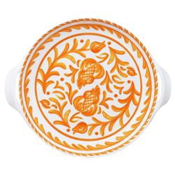 Sicily Global Bazaar Orange Melamine Floral Shallow Handled Bowl