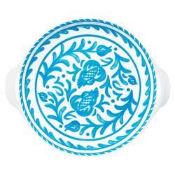 Sicily Global Bazaar Teal Melamine Floral Shallow Handled Bowl