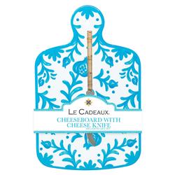 Sicily Global Teal Melamine Floral Cheeseboard Gift Set