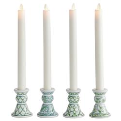 Nolan French Country Green Porcelain Candle Holder - Set of 4