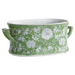 Nolan French Country Green Porcelain Lotus Planter