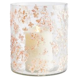 Vivian French Country Pink Glass Floral Hurricane Candle Holder