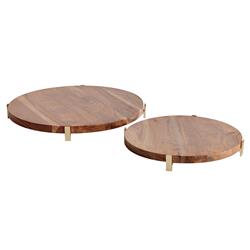 Kieran Rustic Lodge Natural Acacia Wood Round Serving Board - Set of 2