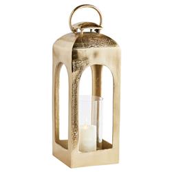 Adeline Hollywood Regency Gold Aluminum Lantern Candle Holder - Small