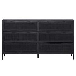 Rhian Coastal Beach Black Mango Wood Black Woven Cane Double Dresser