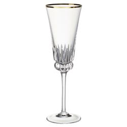 Grand Royal Gold Rim Crystal Glass Champagne Flute - Set of 2