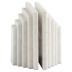 Elroe Modern Classic White Marble Paneled Bookends