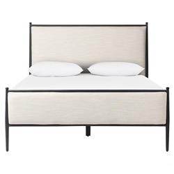 Isabella Modern Classic Cream Upholstered Black Iron Bed - Queen