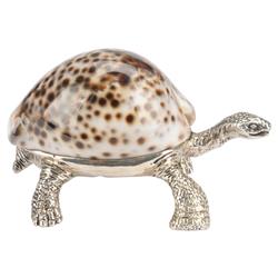 Charles Modern Silver Brass Brown Shell Turtle Paperweight