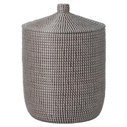 Pigeon and Poodle Roslyn White Woven Grey Seagrass Tall Floor Basket