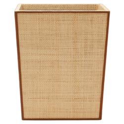 Pigeon and Poodle Hanford Natural Raffia Saddle Leather Rectangular Waste Basket