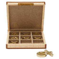 Pigeon and Poodle Hanford Natural Woven Raffia Saddle Leather Tic Tac Toe Set