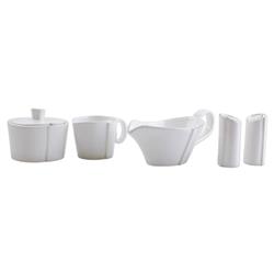 Lastra Modern Classic White Stoneware 4 Piece Kitchen Accessories Set