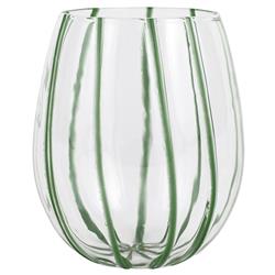 Nuovo Stripe Modern Classic Green Stemless Wine Glass