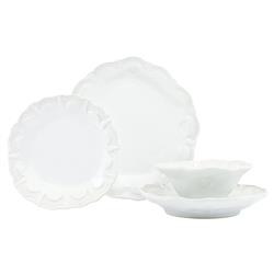 Incanto Stone Lace Modern White Stoneware 4 Piece Place Setting