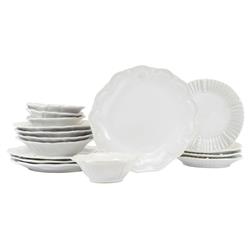 Incanto Stone Modern White Stoneware Assorted 16 Piece Place Setting