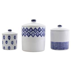 Santorini Global Bazaar Blue Ceramic 3 Piece Canister Set