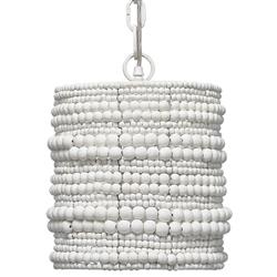 Tara Coastal Beach White Mango Wood Beaded Single Pendant