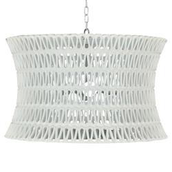 Pipa Modern Classic White Resin Silver Hardware Drum Chandelier