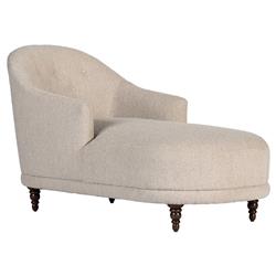 Margaret French Country Beige Performance Dark Brown Wood Chaise Lounge