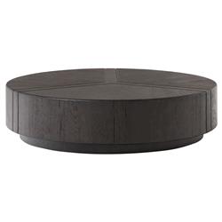 Reese Modern Classic Dark Brown Reclaimed Oak Drum Coffee Table