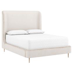 Brennan Modern Bergen Taupe Upholstered Copper Steel Wingback Bed - Queen