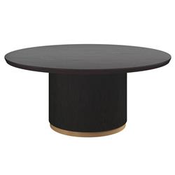 Palmerston Modern Charcoal Oak Brushed Gold Steel Round Dining Table - 68"W