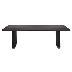 Palmerston Charcoal Oak Brushed Gold Steel Rectangular Dining Table - 96"W
