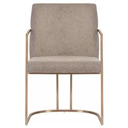 Aliyah Oyster Shell Upholstered Antique Brass Steel Dining Arm Chair