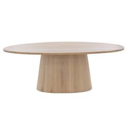 Gohan Rustic Lodge Light Brown Oak Wood Oval Pedestal Dining Table - 84&quot;W